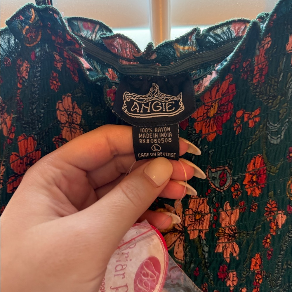 Angie Green and Red Floral Dress Size L